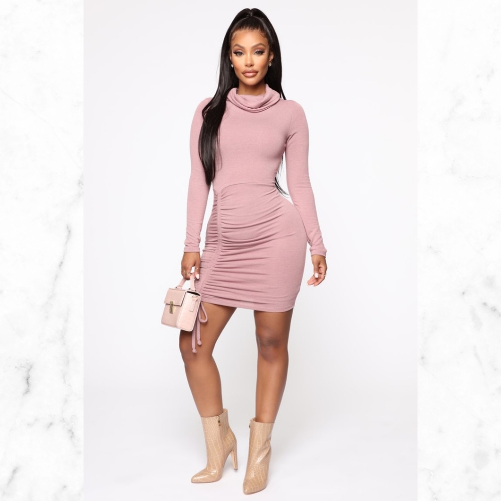 What's The Ruche Mini Dress - Vintage Mauve XL